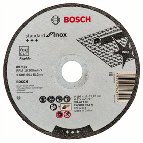 Doorslijpschijf recht Standard for Inox Bosch 2608601513