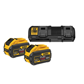 Set 2 accu's 9.0Ah en oplader 4A DeWalt FLEXVOLT DCB132X2