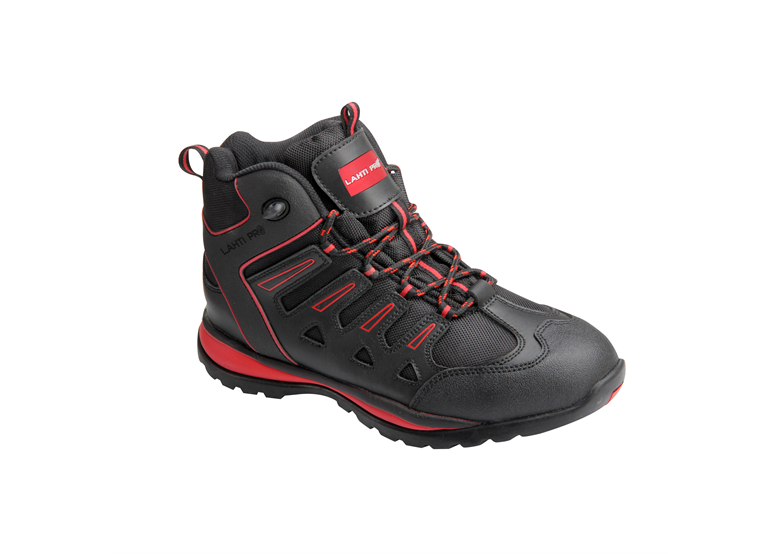 Werkschoenen/hoog, leer/Oxford stof, grijs-rood, sb sra, 42 Lahti Pro L3010742