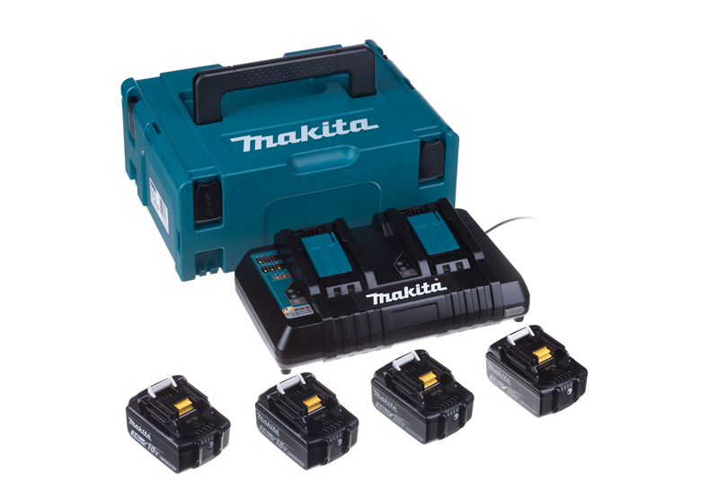 Accu 18V 3,0Ah x4 en oplader Makita BL1830+DC18RD