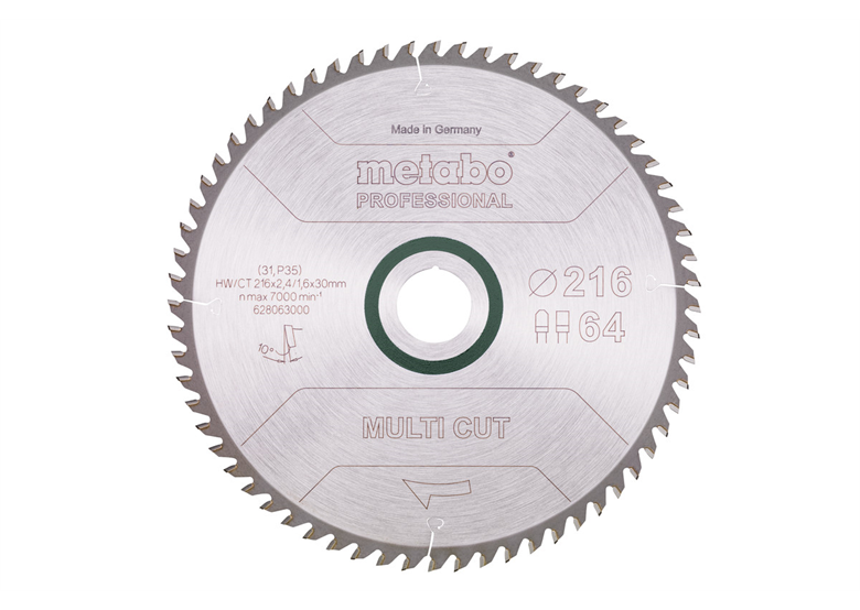 Zaagblad "multi cut - professional", 216x30, Z64 FZ/TZ, 10° Metabo 628063000