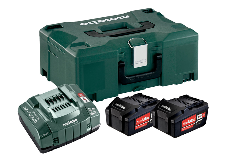 Basisset 2x accu 18VLi-Power 5.2Ah met oplader ASC 30-36V in MetaLoc Metabo 685065000