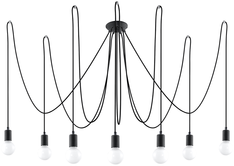 Kroonluchter EDISON 7 zwart Sollux Lighting Nickel