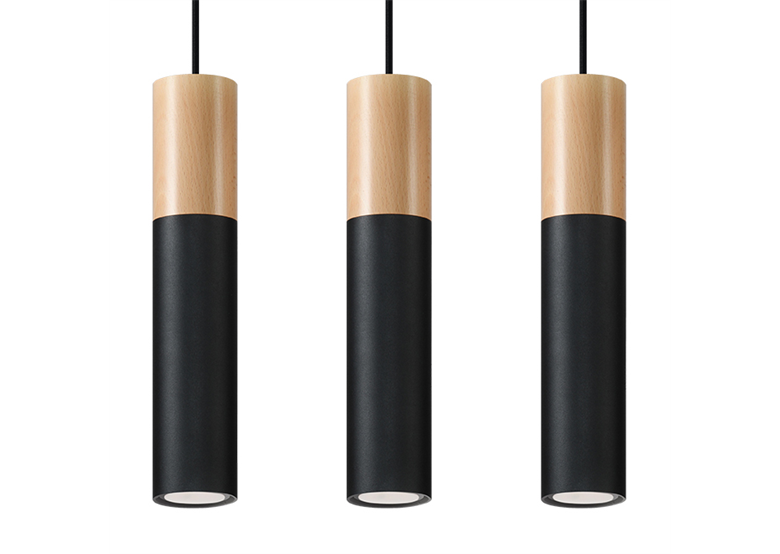 Hanglamp PABLO 3 zwart Sollux Lighting Peach Puff